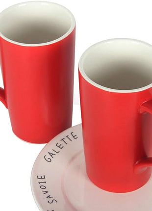 Smilatte 20 oz Large Coffee Mugs, M007 Plain Tall Ceramic Cup with Handle for Dad Men, Set of 2, Christmas Red