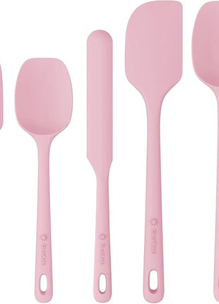 5 Pieces Silicone Spatula Set, Food Grade Rubber Spatula, Upgrade Strong Handle with Ergonomic Grip, Heat Resistant Up to 600°F for Nonstick Cookware, Cooking Candy Series