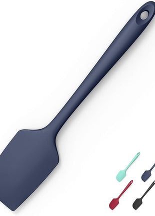 600°F Heat Resistant Silicone Spatula, Doosu High Temp Flexible Kitchen Rubber Bowl Scrapers Food Grade Seamless Baking Supplies Scratch-Proof for Scraping Non-Stick Pans (Navy Blue, 11.4in)