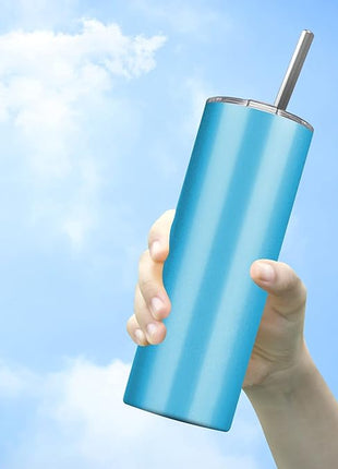 6 Pack Stainless Steel Skinny Tumbler, 20 OZ Double-Insulated Water Tumbler Cup with 6 Straw and 3 Brush, Vacuum Travel Mug Gift for Hot Cold Drinks with Cleaning(Assorted Colors)