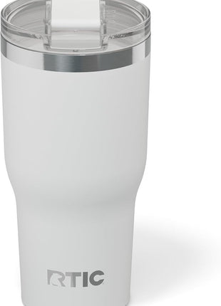 RTIC 30oz Essential Tumbler with Lid, Ceramic Lined, Insulated, Stainless Steel, Metal, Double Wall Vacuum-Insulation, Travel Cup for Iced Coffee, Tea, Hot and Cold Drink, White