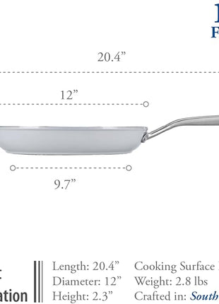 TECHEF - CeraTerra Ceramic Nonstick Frying Pan Skillet, (PTFE, PFAS, and PFOA Free), Dishwasher Oven Safe, Stainless Steel Handle, Induction-Ready, Made in Korea (12-in)