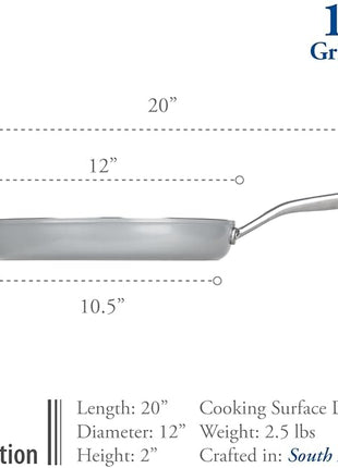 TECHEF - CeraTerra Collection, 12" Ceramic Nonstick Grill Pan (PTFE, PFAS, and PFOA Free), Made in Korea (12-in Grill Pan)