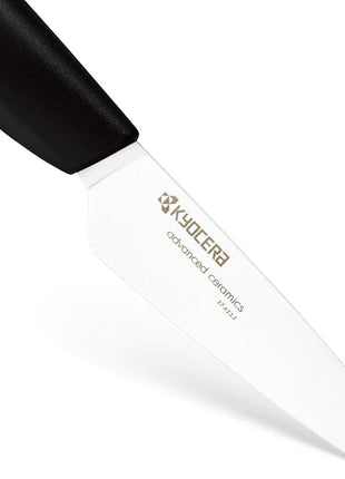 Kyocera Advanced Ceramics – Revolution Series 3-Piece Ceramic Knife Set: Includes 6-inch Chef's Knife; 5-inch Micro Serrated Knife; and 3-inch Paring Knife; Black Handles with White Blades