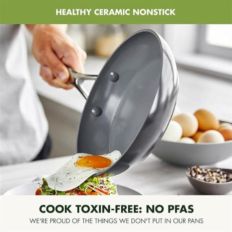 GreenPan Valencia Pro Hard Anodized Healthy Ceramic Nonstick 8" and 10" Frying Pan Skillet Set, PFAS-Free, Induction, Dishwasher Safe, Oven Safe, Gray