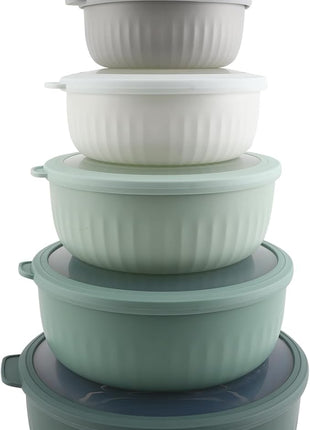 COOK WITH COLOR Prep Bowls with Lids- Wide and Deep Nesting Plastic Small Mixing Bowl Set with Lids, 12 Piece Set - Wide Bowls, Sage