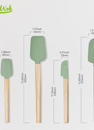 Silicone Spatula Set, Food Grade Rubber Spatula-4 Piece Nonstick Rubber Spatulas, Spoonula, Jar Scraper for Cooking, Baking, Mixing, Frosting - Heat Resistant Up to 600°F (Spatulas-Green)