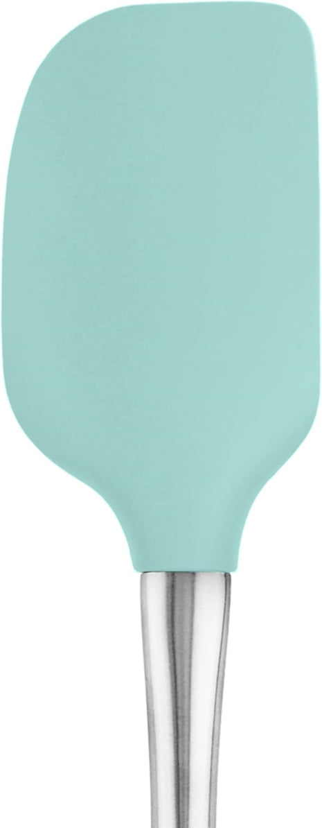 Tovolo Flex-Core Stainless Steel Handled Spatula Heat-Resistant & BPA-Free Silicone Turner Head, Cast Iron & Non-Stick Cookware, Dishwasher-Safe, Aqua