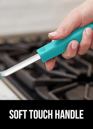 GORILLA GRIP Patented BPA-Free Non-Scratch Spatula, 2 Pack, Heat Resistant Flexible Silicone Head for Nonstick Cooking Pans, Soft Rubber Handle, Kitchen Spatulas for Flipping Eggs, Pancakes, Turquoise