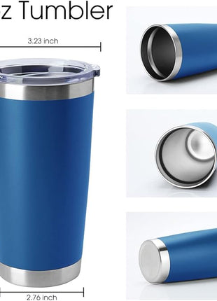HASLE OUTFITTERS 20oz Tumblers Stainless Steel Mugs with Lid Double Wall Vacuum Insulated Coffee Cups for Cold & Hot Drinks (20oz-Dark Blue, 1 Pack)
