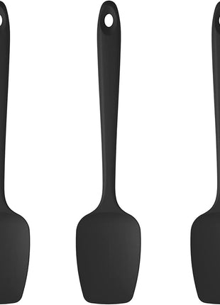 U-Taste Silicone Spoon Spatula Set, 600ºF High Heat Resistant Food Grade Flexible Rubber Scraper, Cooking Mixing Baking Kitchen Utensils Set of 3 (Black)
