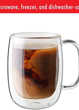 ZWILLING Sorrento Plus 2-pc Double-Wall Glass Coffee Mug Set, Clear