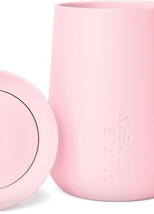 Simple Modern Voyager Signature Mug | Travel Coffee Tumbler with 360° Lid and Handle | Ceramic-Lined Insulated Stainless Steel Iced Cold Brew Cup | 12oz, Blush