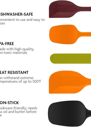 OVENTE Silicone Spatula Set of 5, Food Grade Rubber Spatula with High Heat Resistant, BPA-Free and Dishwasher Safe, Nonstick Kitchen Utensils for Baking, Cooking and Mixing, Multicolor SP12305LBGOPR