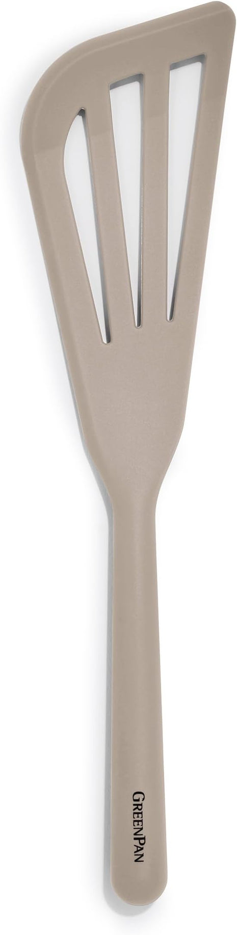 GreenPan Silicone Fish Turner Spatula, Slotted Cooking Kitchen Utensil, Flexible Rubber Nonstick Cookware, Rigid Steel Core, Heat-Resistant, Anti-Slip Handle, BPA-Free, Dishwasher Safe, Taupe