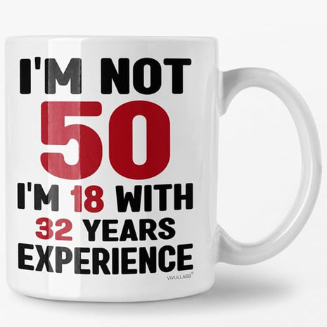 50th Birthday Mug, 1975 Vintage Coffee Cup for Women, Men, Her, Him, Best Fabulous Gift Idea for Wife, Husband, Mom, Dad, Sister, Friend Turning Fifty, Funny Gag Present, Happy 50 Year Old Celebration