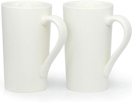 Smilatte 20 oz Large Coffee Mugs, M007 Plain Tall Ceramic Cup with Handle for Dad Men, Set of 2, White