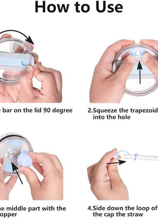 Silicone Spill Stopper Set Compatible with Stanley Cup 2.0 30oz & 40oz with Straw Cover (Set of 2, Chambary)