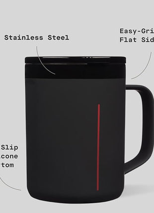 Corkcicle Classic Coffee Mug - Triple Insulated Stainless Steel for Travel - Shatter-Proof Lid - Keeps Drink Hot Over 3 Hours - Holiday Mug Gift - Great for Gifting Warmth - 16 oz - Darth Vader