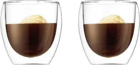 Bodum 8oz Pavina Double Wall Glasses, High Heat Borosilicate Glass, Set of 2, Clear