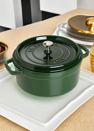 STAUB Cast Iron Roaster/Cocotte, Round, 28 cm, 6.7 L, Basil/Green