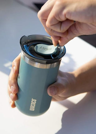 WACACO Octaroma Lungo Vacuum Insulated Coffee Mug, Double-wall Stainless Steel Travel Tumbler With Drinking Lid, 10 fl oz(300ml), Cadet Blue