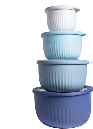 COOK WITH COLOR Prep Bowls with Lids- Wide and Deep Nesting Plastic Small Mixing Bowl Set with Lids, 8 Piece Set - Deep Bowls, Blue