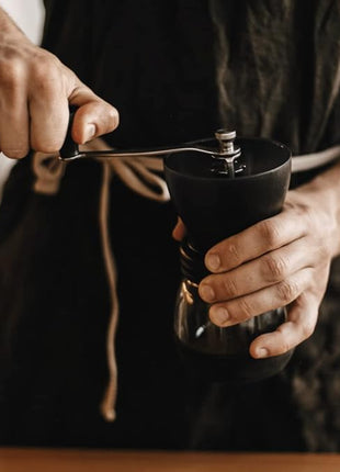 Mixpresso Manual Coffee Grinder, Spice Grinder Manual, Glass Jars, Ceramic Burr, Adjustable Grind, Easy to Clean, Portable Compact Design, 3 Piece Set, Stainless Steel