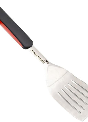 Megamaster Stainless Steel Grill Spatula, BBQ Tool with Red & Black Rubber Handle, Heavy-Duty Grilling Accessory for Outdoor Cooking - 530-0104P