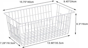 SANNO Freezer Baskets Wire Storage Baskets Closet Storage Baskets Bins Refrigerator Storage Containers for Home Office, Bathroom, Pantry Organization Storage Bins -Set of 3, White, 15.7"