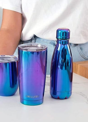 CHILLOUT LIFE 12 oz Stainless Steel Wine Tumbler with Lid - Double Wall Vacuum Insulated Wine Cup Glass Keeping Cold & Hot for Coffee, Champagne, Cocktails, Ice Cream - Dishwasher Safe Color