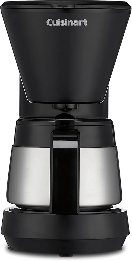 Cuisinart 5-Cup Coffee Maker with Stainless Steel Carafe, Coffee Machine with Removable Water Reservoir, Charcoal Water Filter, 30-Minute Keep Warm, and Brew Pause, DCC-5570NAS, Stainless Steel