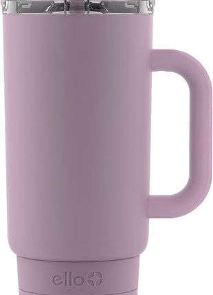 Ello Port 40oz Tumbler with Carry Loop & Integrated Handle, Vacuum Insulated Stainless Steel Reusable Water Bottle, Travel Mug with Leak Proof Lid and Straw, Perfect for Iced Coffee and Tea, Mauve