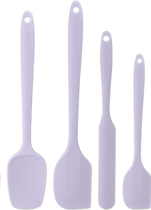 Silicone Spatula Set of 6, Heat-Resistant Food Grade, Nonstick Rubber Kitchen Utensils with Stainless Steel Core for Cooking, Baking & Mixing (Purple)