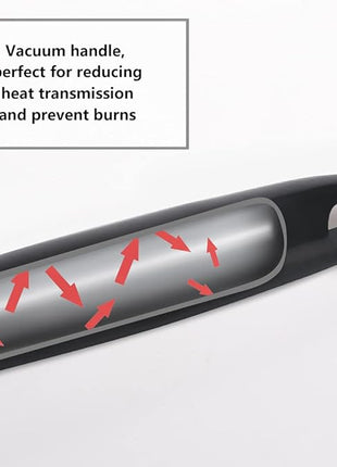 Newness Soup Ladle, [Rustproof, Heat Resistance, Integral Forming] Durable 304 Stainless Steel Soup Spoon with Vacuum Ergonomic Round Handle, Cooking Spoon for Kitchen, 13.7 Inches, Black