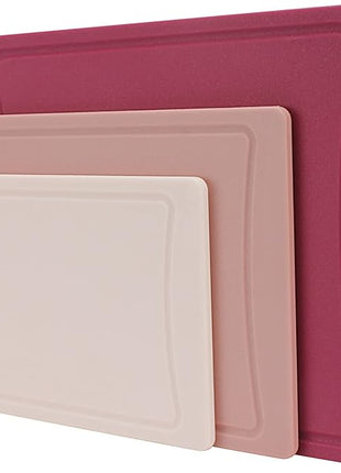 COOK WITH COLOR Non-Slip Cutting Board Set – Kitchen Essentials with Easy Grip Handle for Meat, Veggies, and Fruits, 3 Cutting Boards, Rose