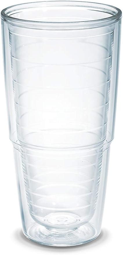 Tervis Clear & Colorful Tabletop Made in USA Double Walled Insulated Tumbler Travel Cup Keeps Drinks Cold & Hot, 24oz, Clear