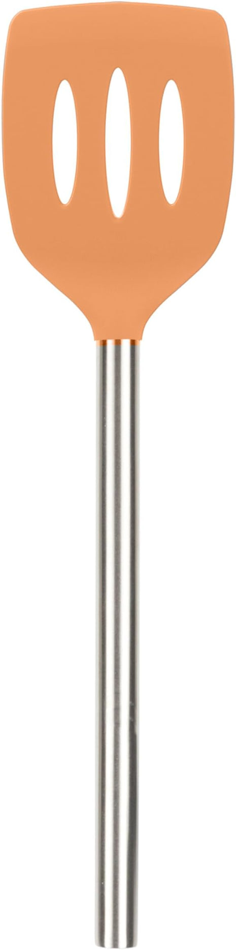 Tovolo Silicone Slotted Turner With Stainless Steel Handle, Pancake Spatula, Scratch-Resistant Kitchen Utensil for Nonstick Cookware & Cast Iron Skillets, Apricot, 1 Count