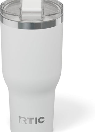 RTIC 40oz Essential Tumbler with Lid, Ceramic Lined, Insulated, Stainless Steel, Metal, Double Wall Vacuum-Insulation, Travel Cup for Iced Coffee, Tea, Hot and Cold Drink, White