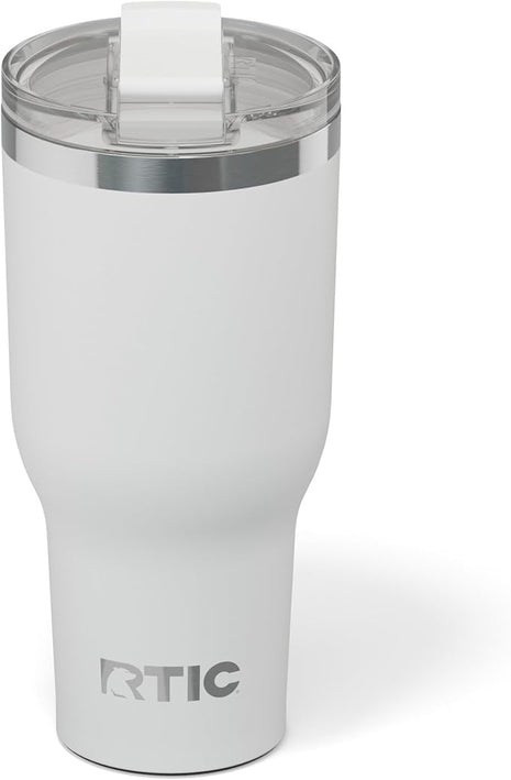 RTIC 40oz Essential Tumbler with Lid, Ceramic Lined, Insulated, Stainless Steel, Metal, Double Wall Vacuum-Insulation, Travel Cup for Iced Coffee, Tea, Hot and Cold Drink, White