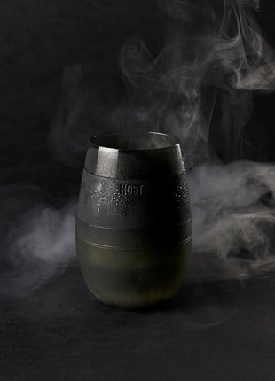 HOST Wine Freeze Cooling Cup, Plastic Double Wall Insulated Freezable Drink Chilling Tumbler with Freezing Gel Wine Glasses for Red and White Wine, Set of 1, 8.5 oz, Smoke