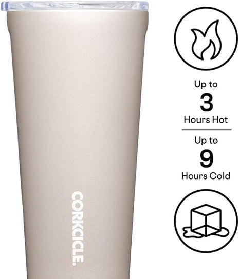 Corkcicle Pure Taste Tumbler - Stainless Steel Insulated Cup With Lid - Non-Slip Silicone Base - Ceramic Interior Coating - Durable Travel Mug - Dishwasher Safe - BPA Free - 16 oz - Latte/Oat Milk