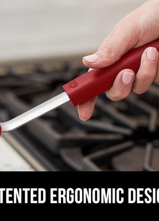 GORILLA GRIP Patented BPA-Free Non-Scratch Spatula, Heat Resistant Flexible Silicone Head for Nonstick Cooking Pans, Soft Rubber Handle, Kitchen Spatulas for Flipping Eggs, Pancakes, 11.6 in, Red