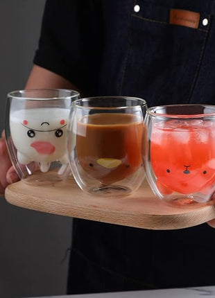 Unicorn Mug Cute Mugs Glass Double Wall Insulated Glass Espresso Cup, Coffee Cup, Tea Cup, Milk Cup, Kawaii Gifts, for women girls friends, Christmas Birthday (Unicorn)