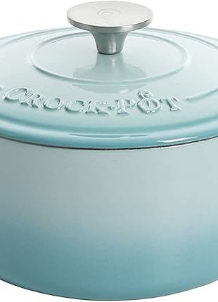 Crock-Pot Artisan Round Enameled Cast Iron Dutch Oven, 7-Quart, Aqua