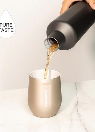 Corkcicle Pure Taste Stemless Insulated Wine Glass Tumbler - Keeps Beverages Cold 6 Hours & Hot 3 Hours - Stainless Steel - Easy-Grip - Summer Drinkware Gift - 12 oz - Ceramic White/Powder Blue