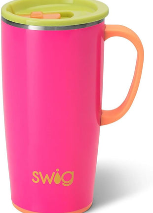 Swig Life 22oz Travel Mug, Insulated Tumbler with Handle and Lid, Cup Holder Friendly, Dishwasher Safe, Stainless Steel, Travel Coffee Cup, Insulated Mug with Lid (Tutti Frutti)