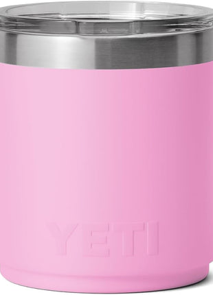 YETI Rambler 10 oz Stackable Lowball 2.0, Vacuum Insulated, Stainless Steel with MagSlider Lid, Power Pink