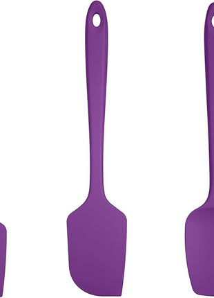 U-Taste Silicone Spatula Set: 600ºF High Heat Resistant, Seamless Food Grade Flexible Rubber Kitchen Cooking Mixing Baking Scraper for Nonstick Cookware Set of 3 (Purple)