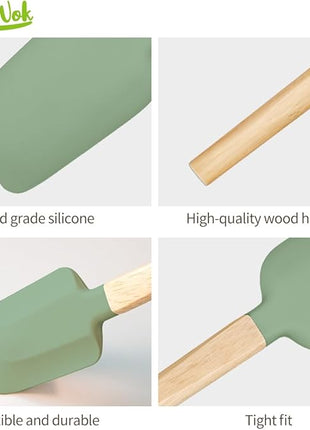 Silicone Spatula Set, Food Grade Rubber Spatula-4 Piece Nonstick Rubber Spatulas, Spoonula, Jar Scraper for Cooking, Baking, Mixing, Frosting - Heat Resistant Up to 600°F (Spatulas-Green)